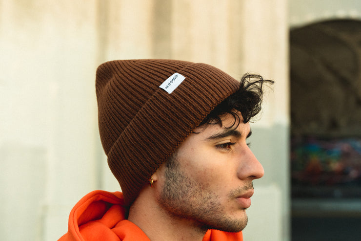 Pecan Brown Wool Beanie