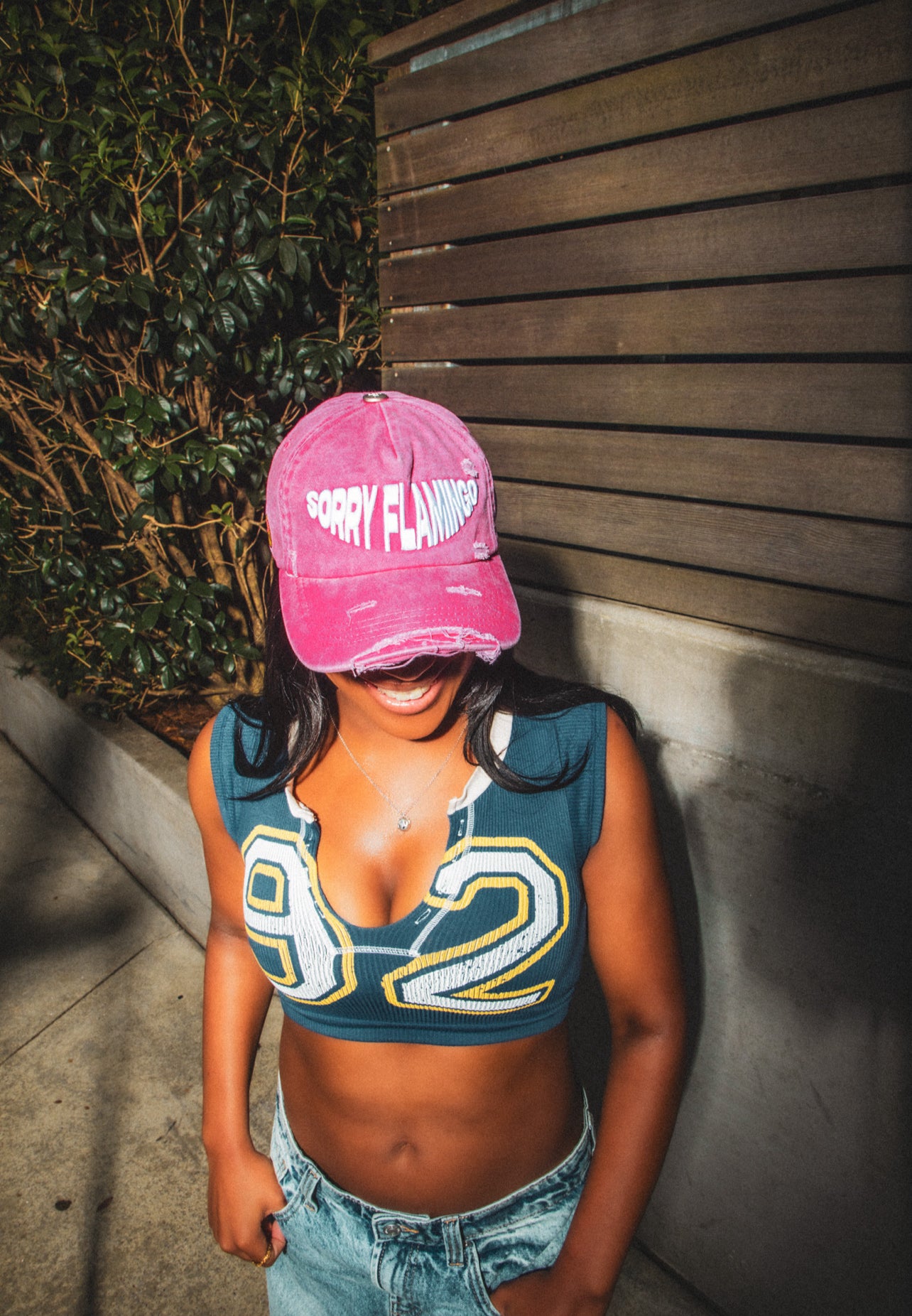 Pink SF Distressed Top Hat