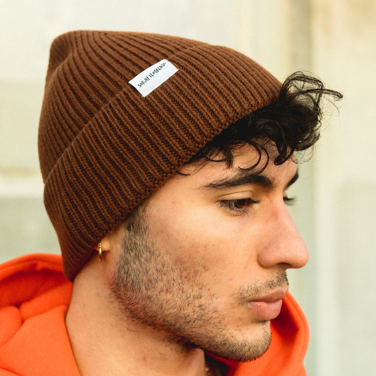 Pecan Brown Wool Beanie