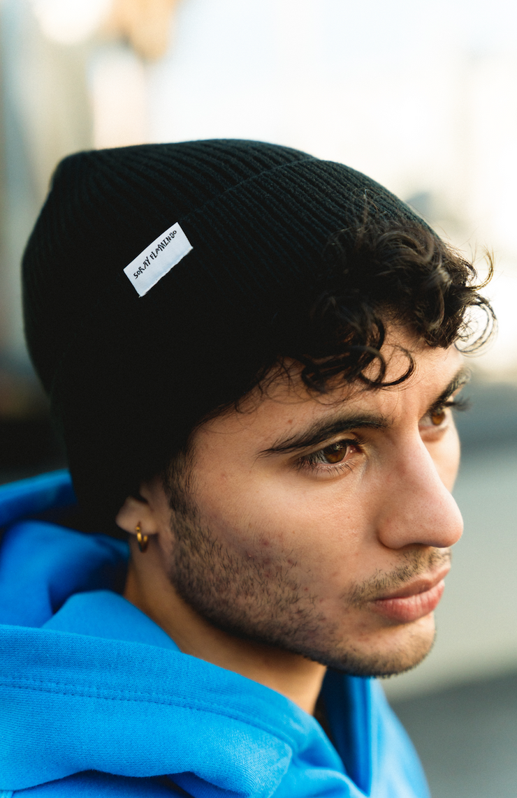 Raven Black Wool Beanie
